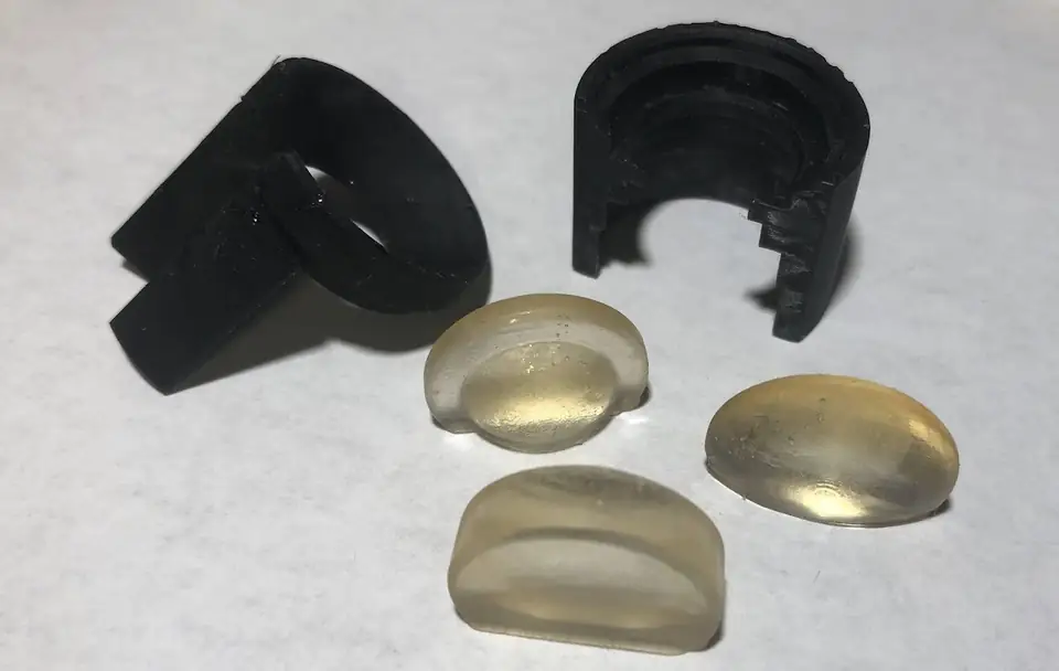 Printed optical component from work at Accelerate Design.